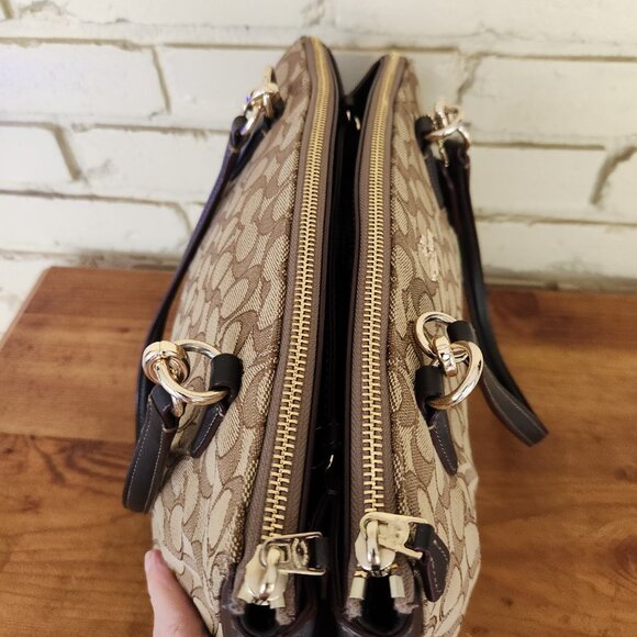 Euc Vintage Coach Signature Khaki & Brown Leather Shoulder Bag Purse - Picture 14 of 16